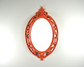 Vintage Oval Ornate Orange Wall Mirror Frame