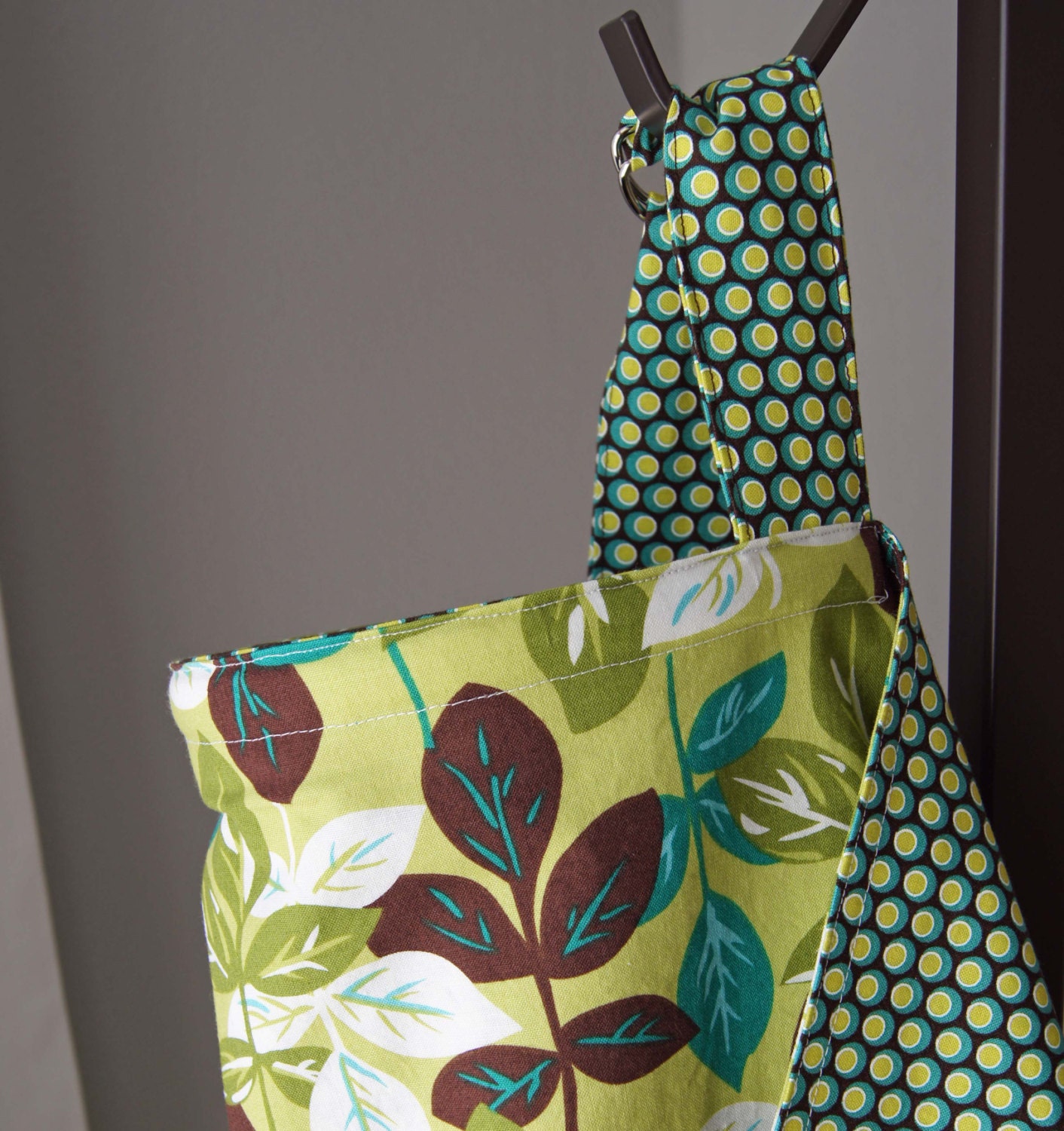 Reversible Nursing Cover - Leaves - Blue, Green OOAK