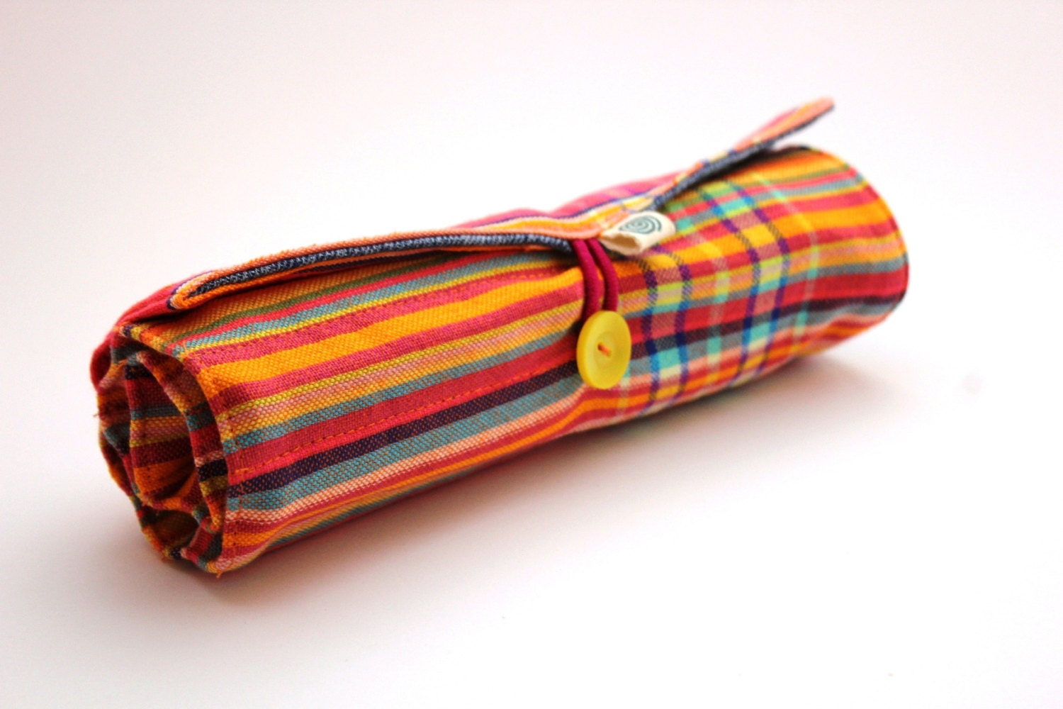 Pencil Roll, Pencil Case, Orange Rainbow Kikoy Organizer