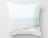 Throw Pillow Cover - Soft Mint and Beige Abstract Seascape No 1 - FREE US SHIPPING