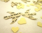 Book Page Bird Confetti  & Ivory Mini Heart Confetti // Vintage Wedding