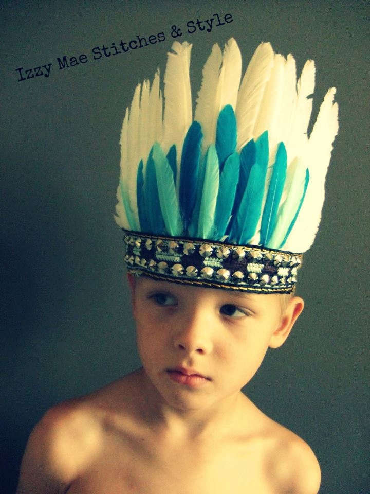 Turquoise and Ivory Feather Headdress