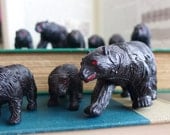 Lot of Feral Plastic Bears with Beady Red Eyes