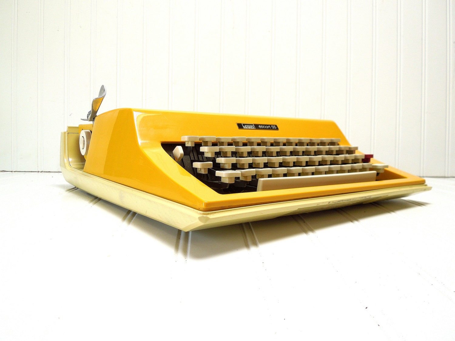 Vintage Typewriter CURSIVE Yellow Olivetti Lettera 32 Montgomery Ward Escort 55 Bright Canary Yellow