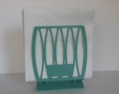 Turquoise Plastic Napkin Holder with Butter Dish, Salt and Pepper, Cream and Sugar Kitschy Kitchenette Set