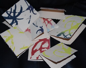 Silk screen mini cards, blank ooak cards, geometric art, line art, set of various cards