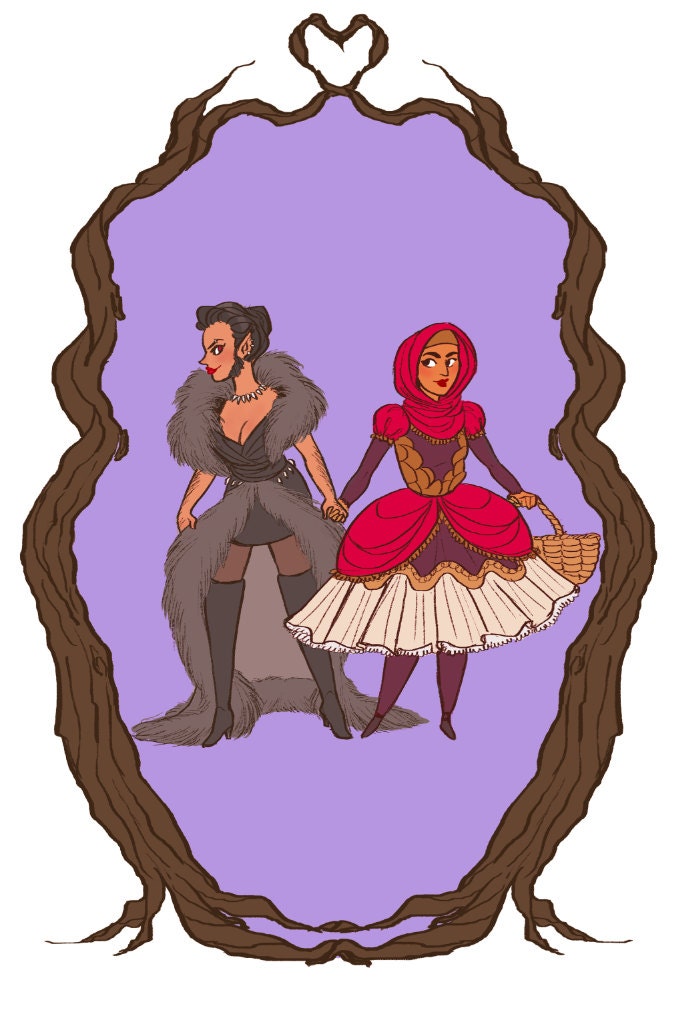 Femslash Feb 5x7 Small Print: Wolf and Little Red