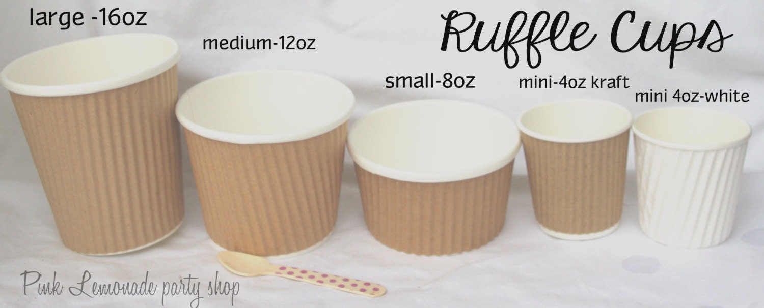 25MeDiuM KRaFT PaPeR RuFFLE CUPS WiTh free DiY LaBeLs-12oz-Party Favors--Crafts-Ice Cream-Showers-Weddings- 25ct