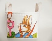 Peter Rabbit Easter Basket with Vintage Beatrix Potter Fabric - Boy Girl - Baby Shower - Birthday Party - Nursery - NAUGHTY PETER 2 Handles