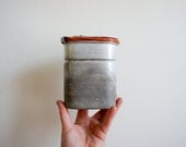 Vintage French Lunch Pail // 1950's Metal lunch box// small silver aluminum // picnic camping // french country rustic home decor