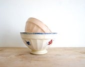 Vintage French Breakfast Bowls //1940s Set of 2 // Café au Lait // Shabby Chic // Coffee French Country Kitchen // Floral Pink Peach Blush