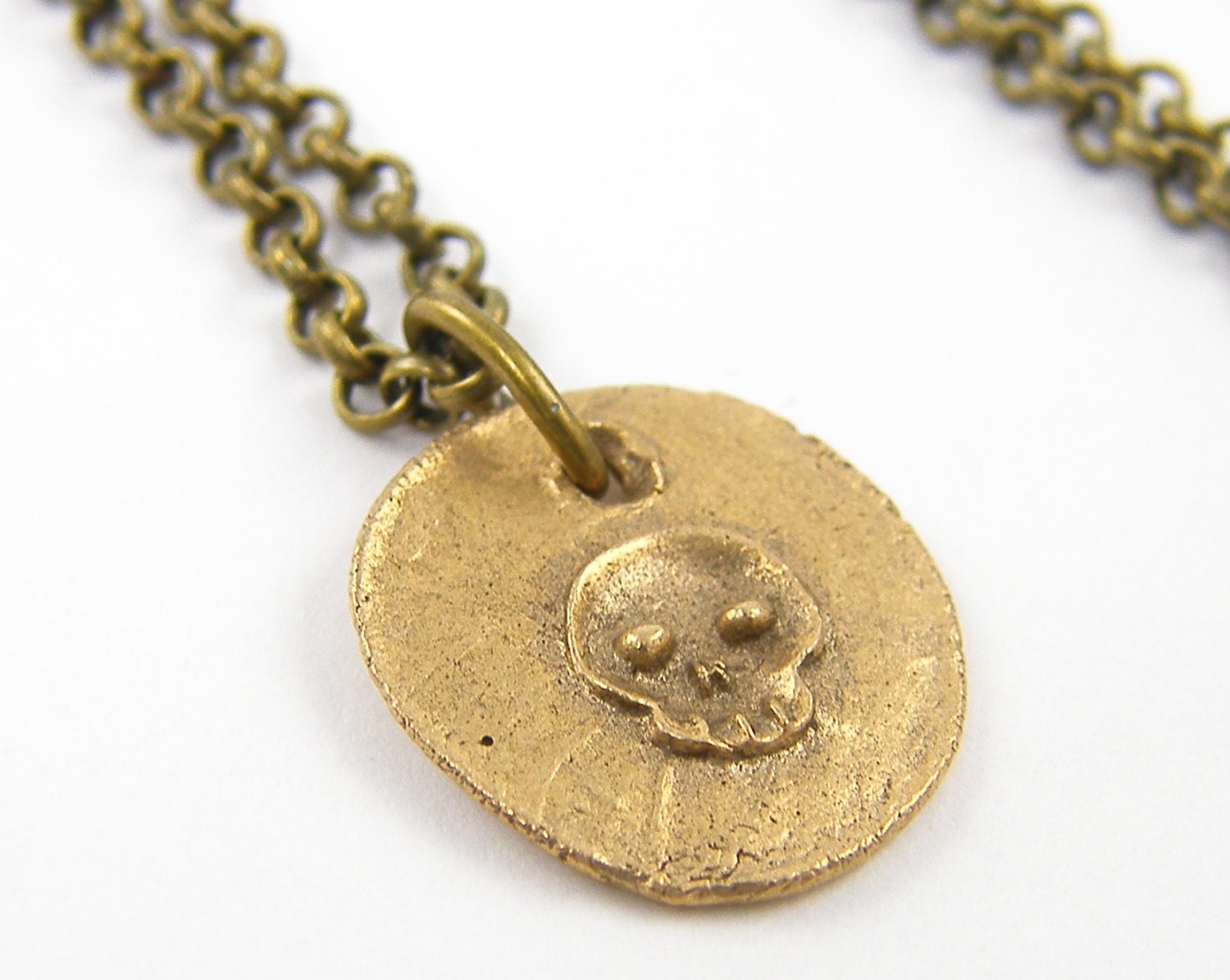 Skull Necklace, Tiny Skull Necklace, Bronze Skull Pendant, Skull Pendant Necklace, Gold Skull Necklace