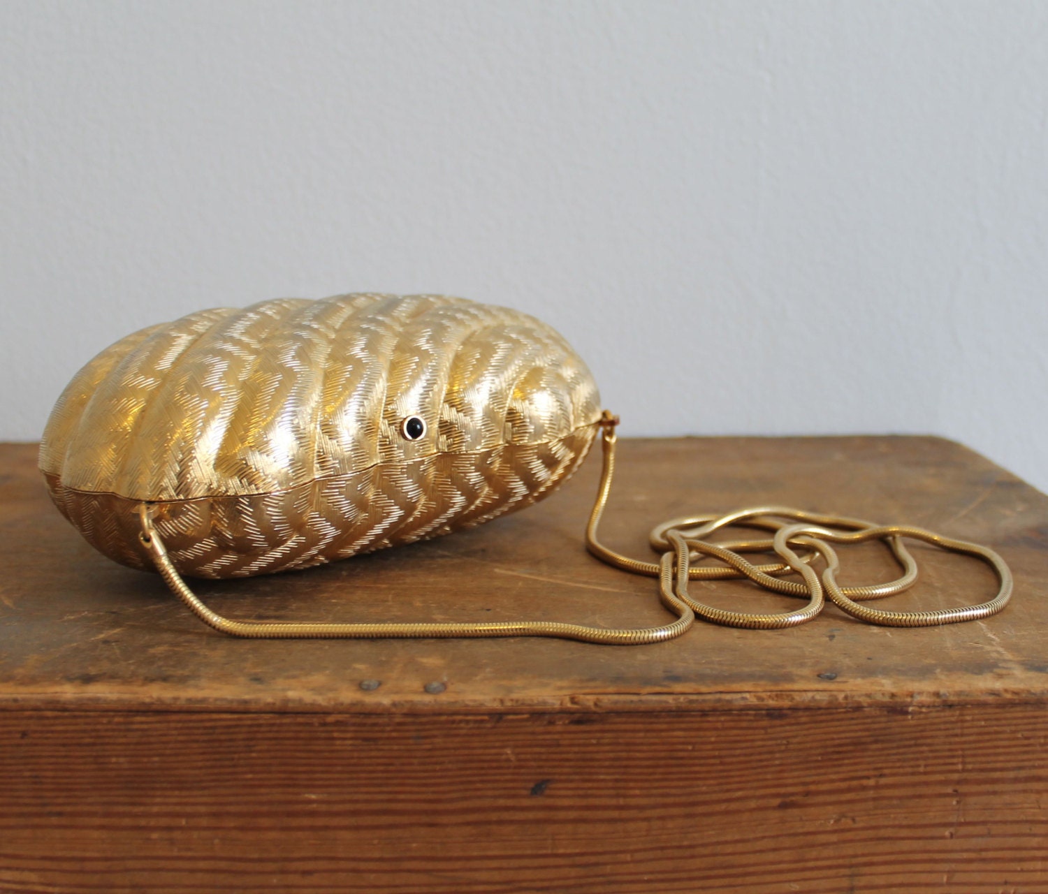 Vintage Saks Fifth Avenue Gold Minaudière Clutch Purse