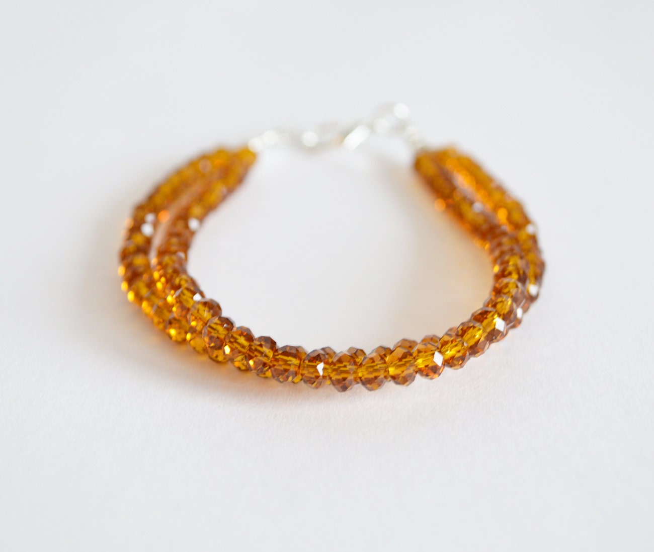 Double Citrine Orange Bracelet / Handmade Bracelet / Beaded Bracelet / Crystal Bracelet / Toggle Bracelet