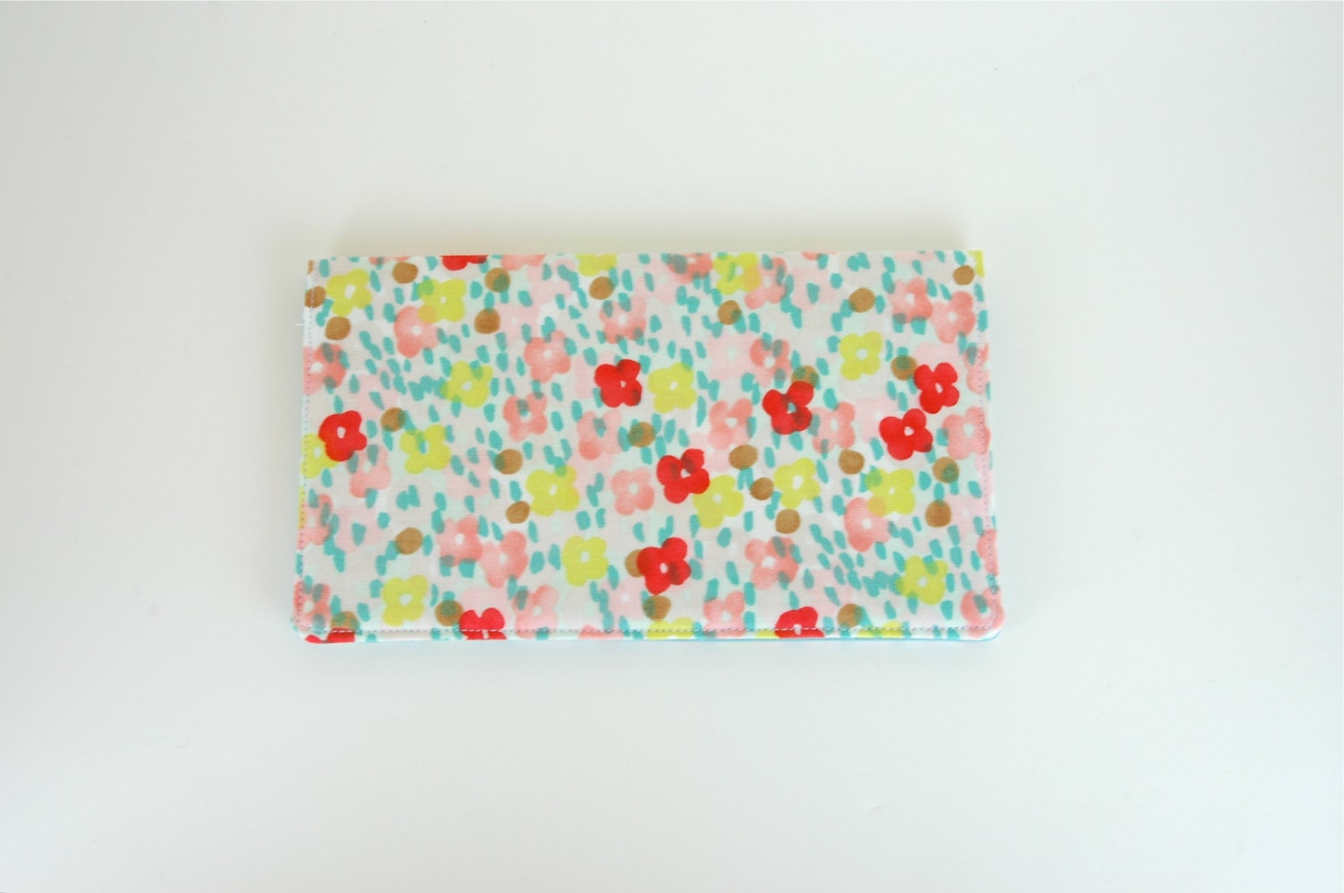 checkbook cover - little flowers with pink pockets