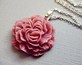 Blush Pink Peony Flower Necklace