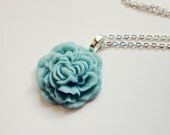 Mint Green Peony Flower Necklace