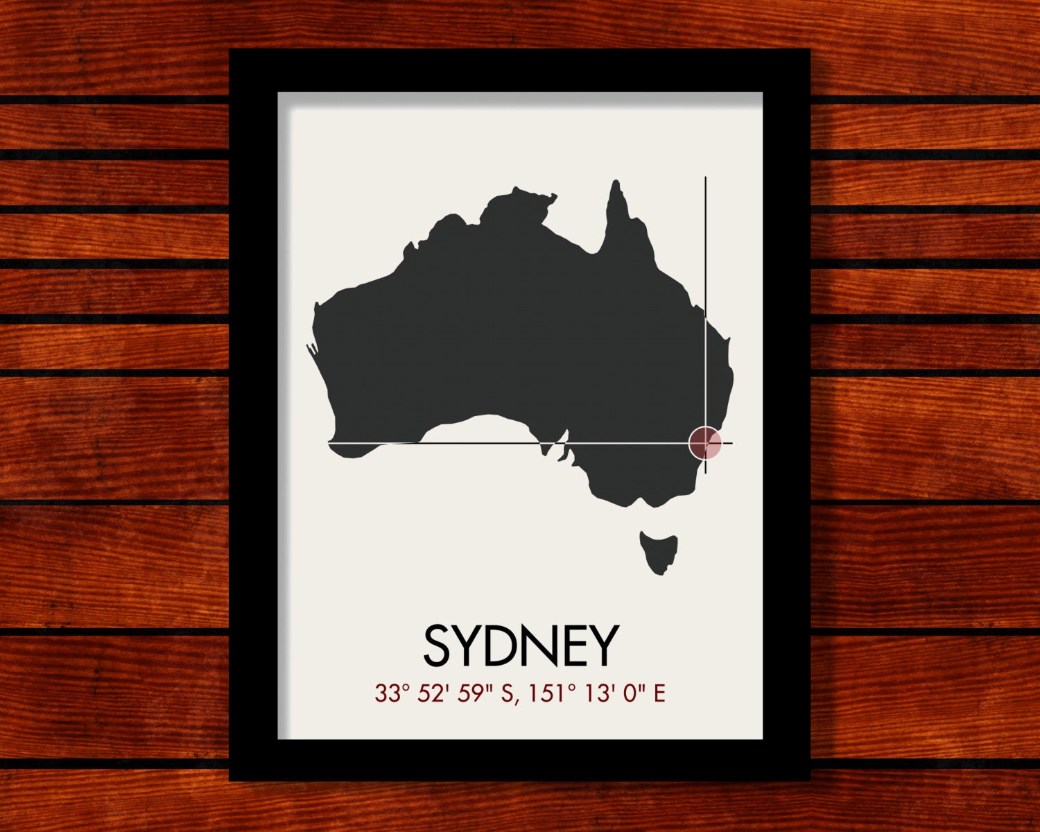 Sydney Latitude Longitude Map Art City Print 11 x 14