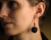 Felt Beadwork Earrings Golden Orange Winter Fashion Jewelry