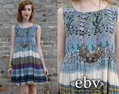 Vintage 70s India Cotton Hippie Boho Festival Mini Dress S M L