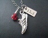 RUN 13.1 with Race Month Crystal Charm - Running Necklace on 18 inch gunmetal chain - Choose Your Race Month Crystal - 13.1 Necklace