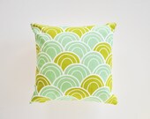 Green and Aqua Pillow Cover - Scallop Design - 16x16