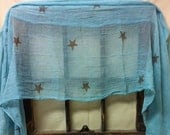 Turquoise With Brown Stars Cottage Cloth