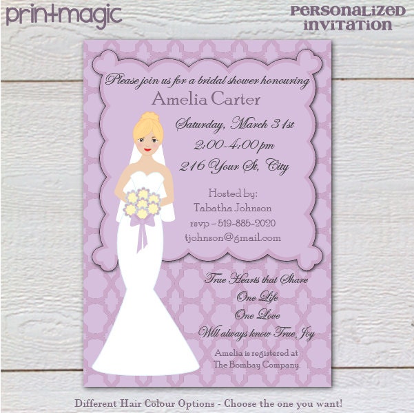 Bridal Shower Birthday Personalized Printable Invitation