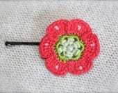 Crochet Daisy Flower Hair Pin, Pink