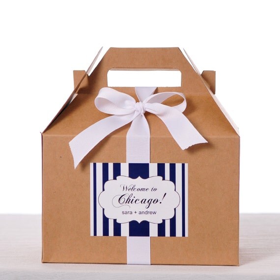 Gable Wedding Box Set of 8 - Wedding Favor Box / Welcome Box Labels Il_570xn