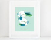 Nursery Wall ART "Modern Woodland - RABBIT" Print