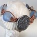 Macrame Leather Bracelet "Sunlight Bay" Sky Blue Tribal Sun Recycled Glass Boho Surfer Style "Betty Bracelet"