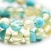 Czech glass beads mix in Blue and Amber, round spacers, druk - 6mm - 30Pc - 0647