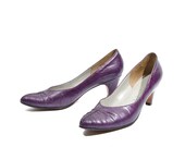 Thomas Cort Leather Purple Pumps 80's Fashion Women shoe size 7 AAAA (very narrow)