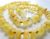 Raw Unpolished Baltic Amber Baby Teething Necklace Lemon Color Beads
