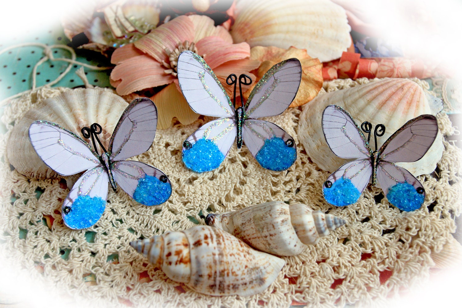The Colors Of Summer Butterflies By The Bay Blue Butterfly Set  Scrapbook Embellishment Tag Card Mini Album Wedding