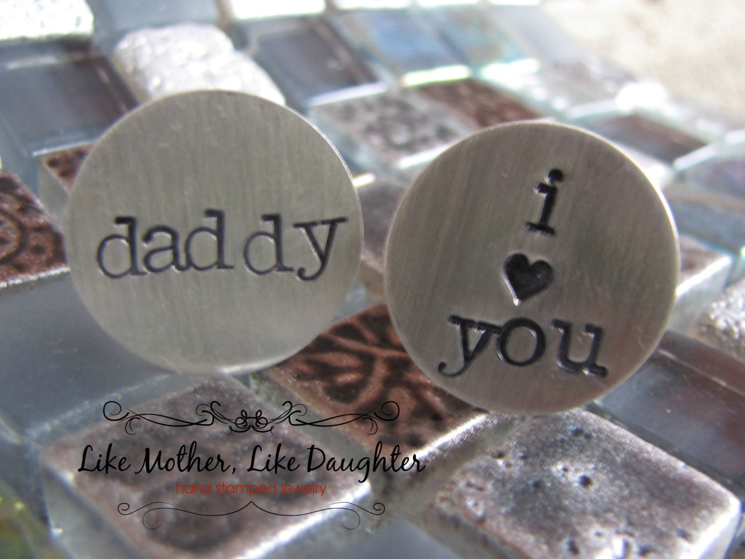 Personalized Hand Stamped Sterling Silver Cuff Links