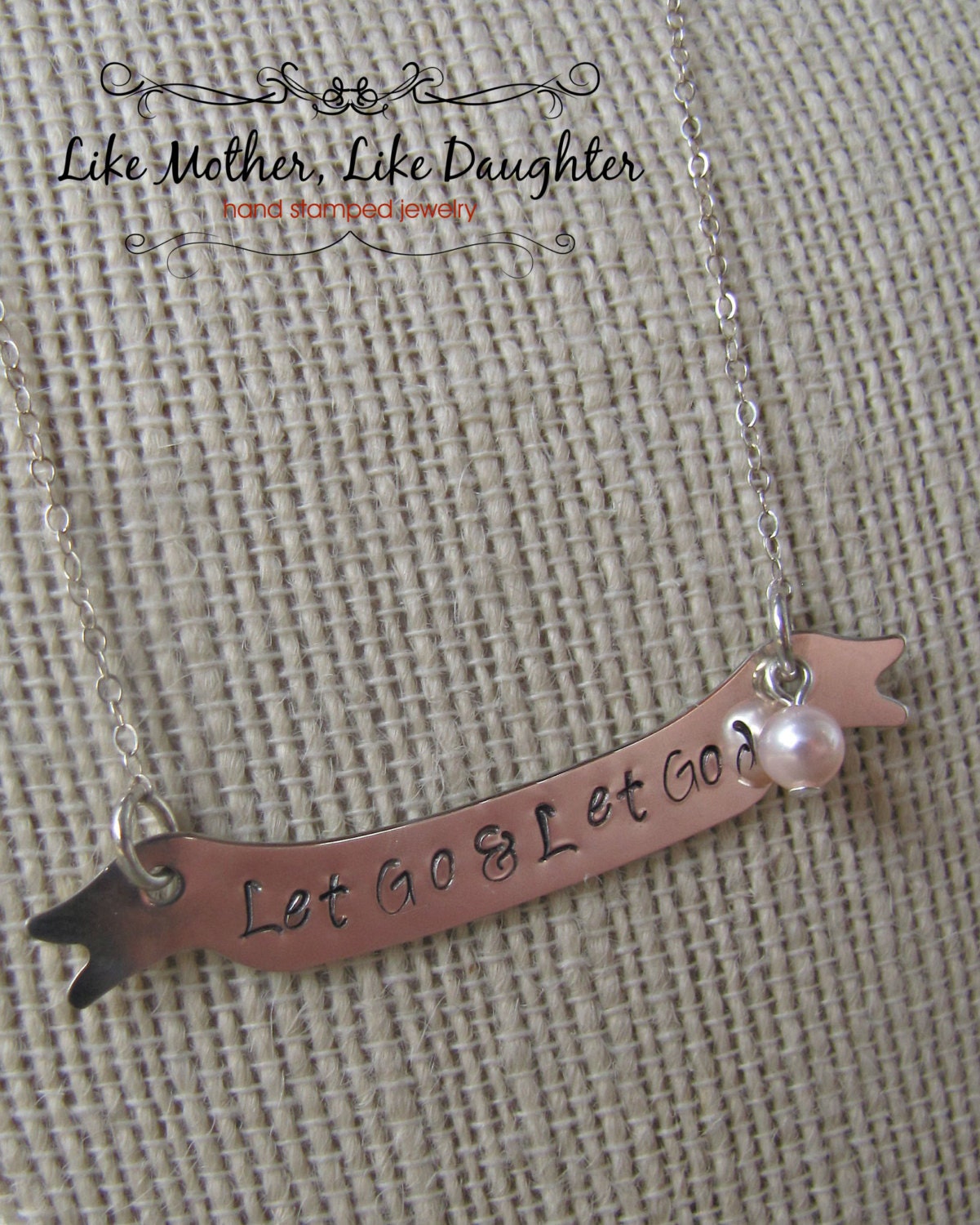 Personalized Hand Stamped Necklace - Let Go & Let God