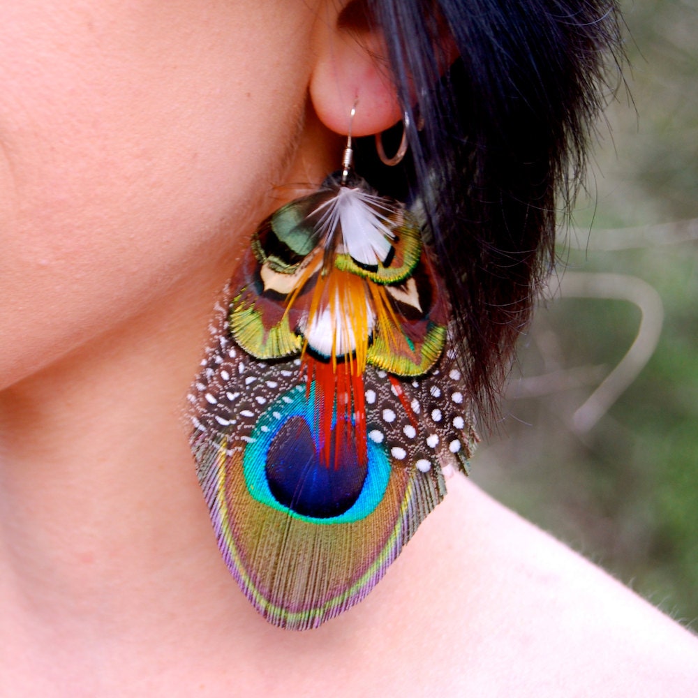 FOREST DREAMS Peacock Feather Earrings SALE