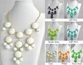 White Bubble Necklace, White Color Necklace, Statement Necklace (FN0590-M-White)
