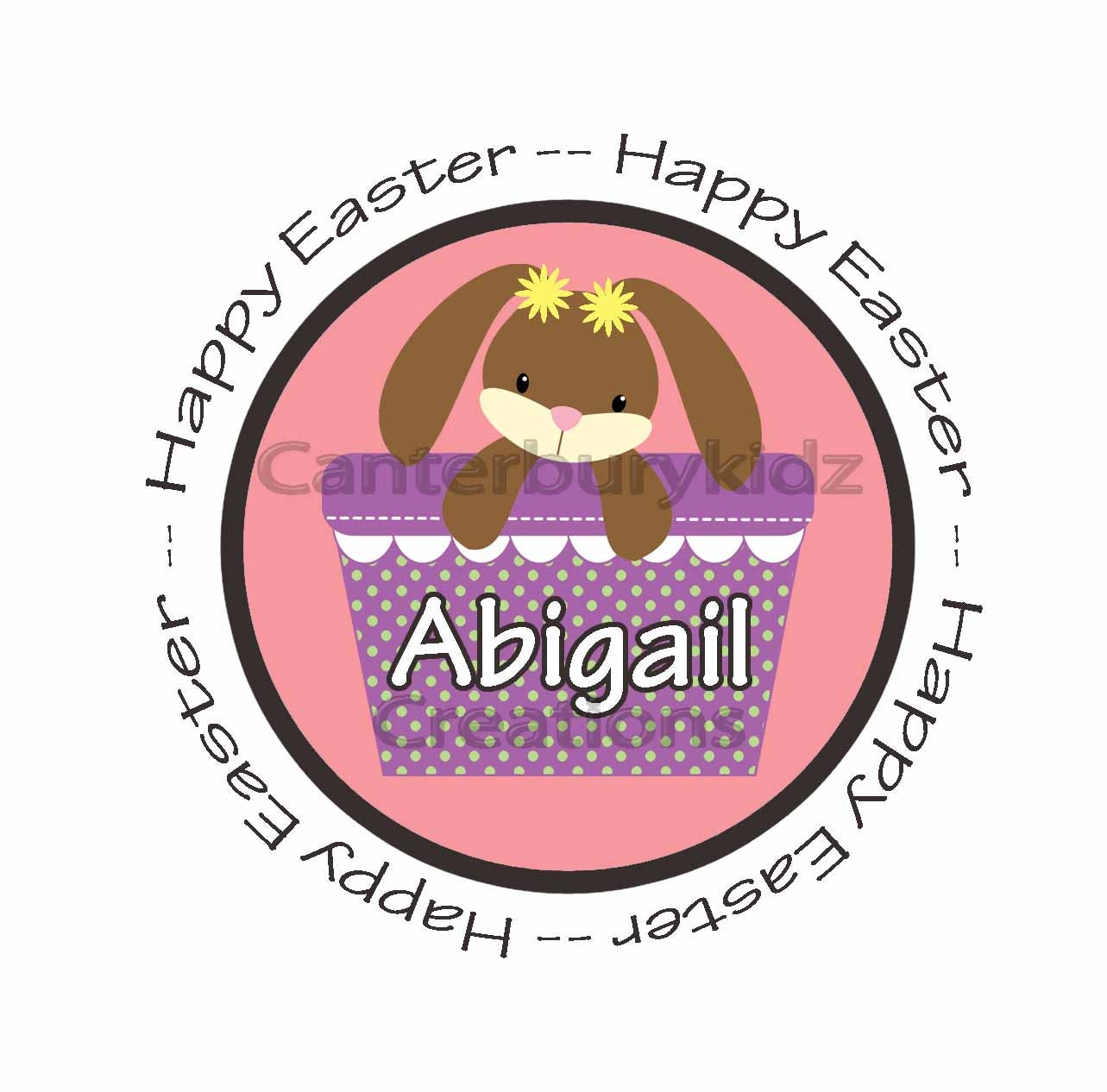 DIY Printable Easter Girl Bunny Iron On Transfer Custom -- Personalized Design -- My 1st Easter - Happy Easter