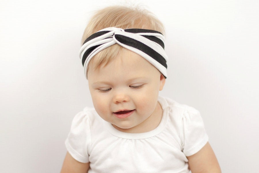BOHO Collection: Black and White Stripe Jersey Knit Turban