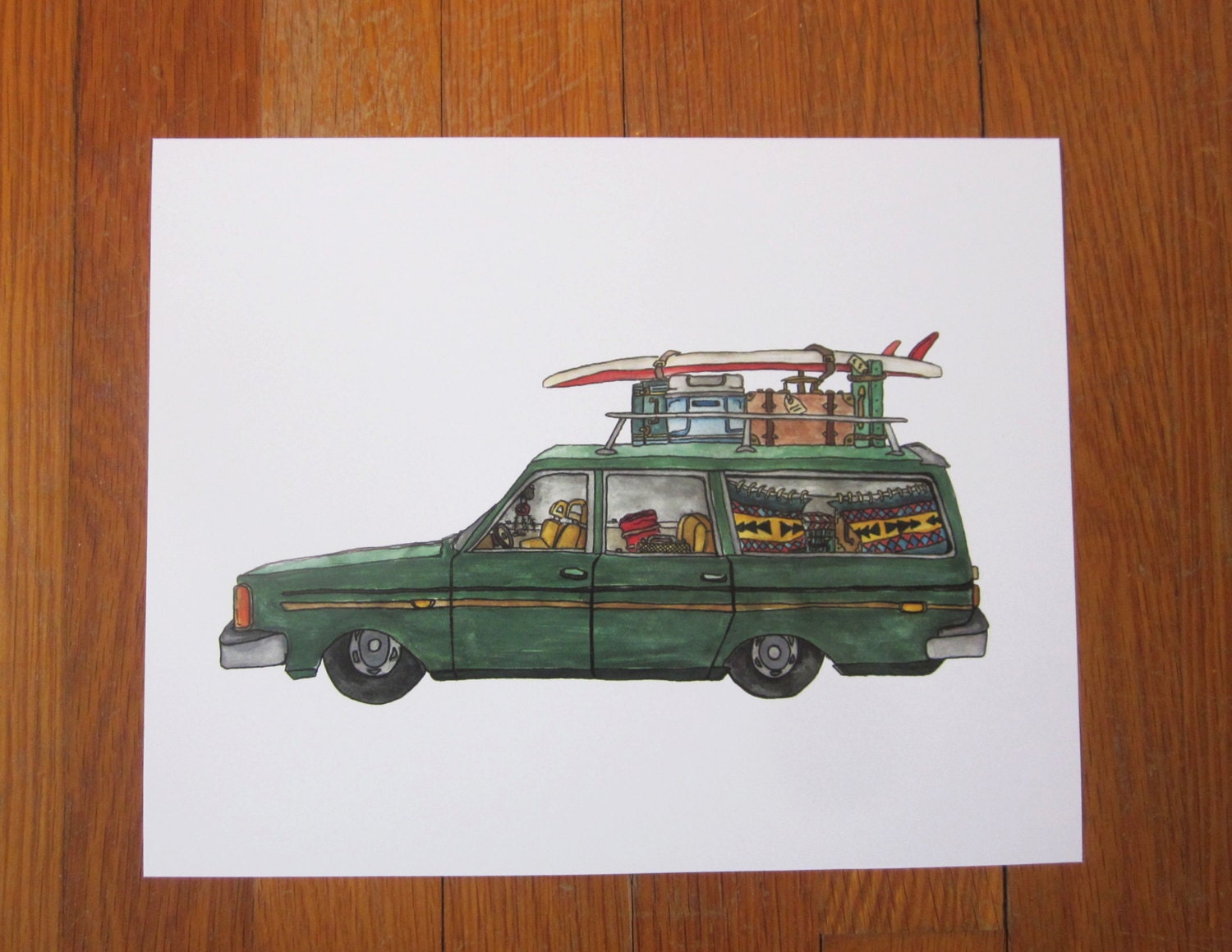 Green Station Wagon Print