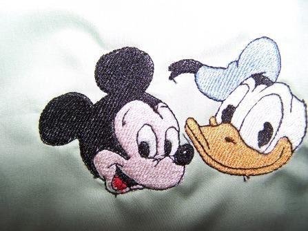 Set of Embroidered Disney Mickey Mouse Donald Duck Pillowcases