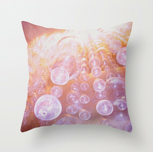 Glass Waterfall Home Decor Throw Pillow - Pillow Cover Only - Pinks Purples Orbs - LoudWaterfallPhoto