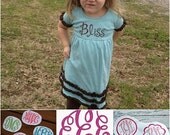 Girls Monogram Ruffle Dress - Monogram Name or Intials - monogram dress