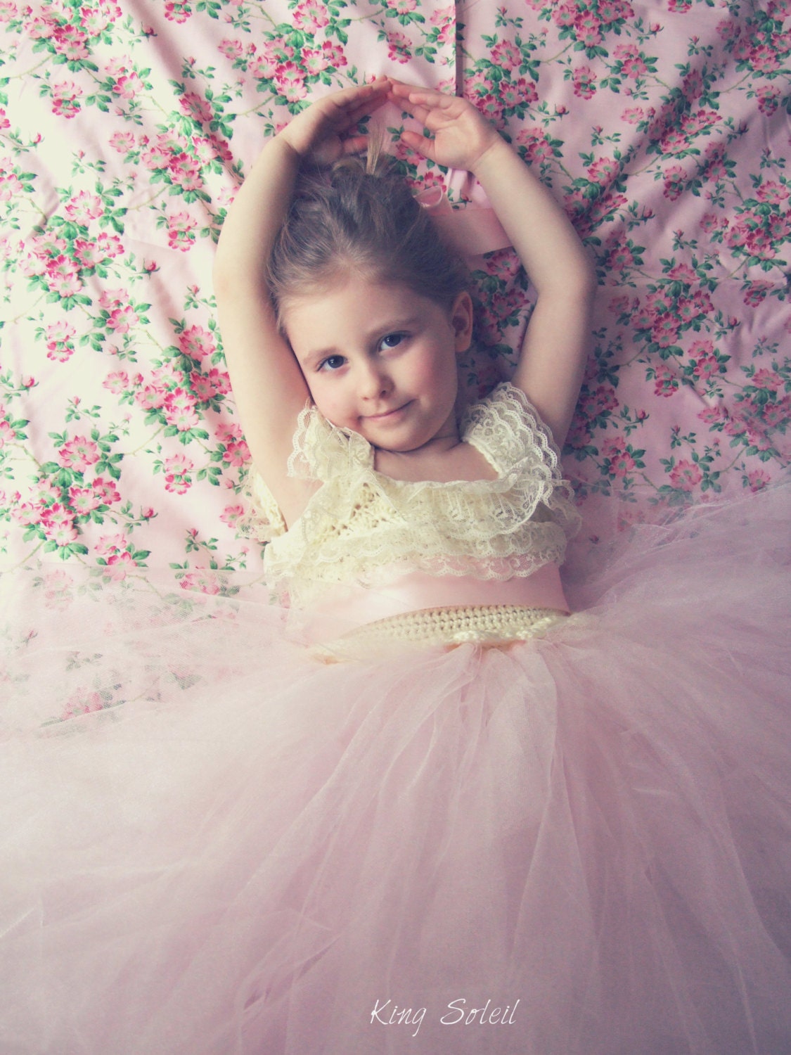Flower Girl Dress Lace and Tulle Tutu Princess Pink Blush Crochet Bodice Satin Sash Vintage Shabby Chic Infant to Toddler Size 4