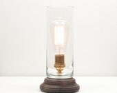 Hurricane Pedestal Lamp III- Minimalist Table Lamp, Exposed Edison Bulb Lighting, Industrial Lamp