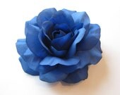 Blue Rose Hair Clip, Brooch, or Pin - Indigo Fabric Flower