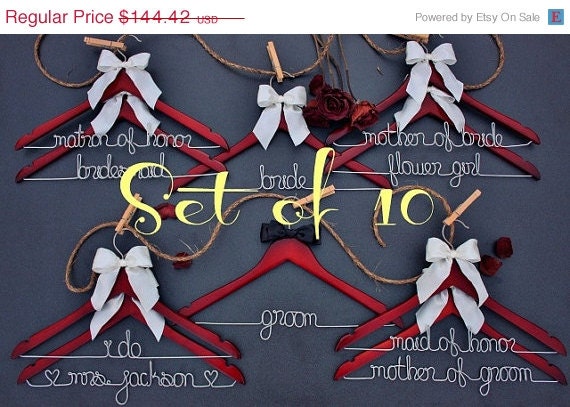 ON SALE 15% DISCOUNT- Set of 10 personalized hangers - perfect for bridal party